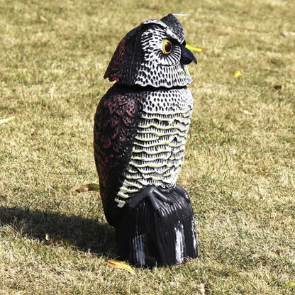 Electric owl decoy with 360-degree rotating head, 38.5cm animal model in pastoral style, shown in Electric Owl and Owl options