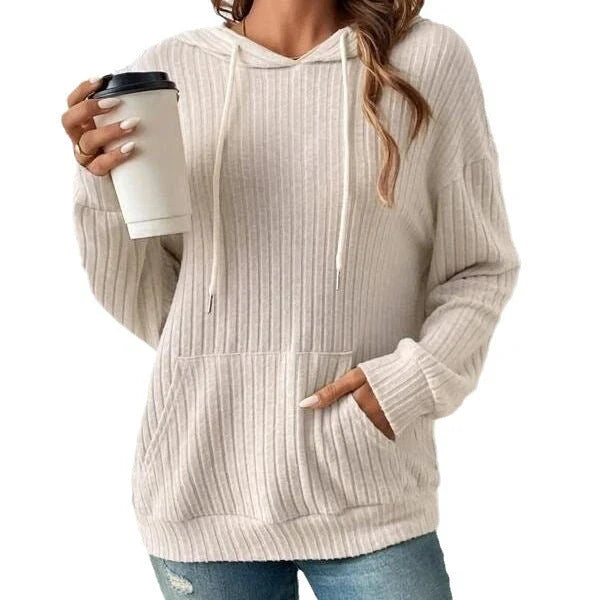 A stylish and comfortable hooded sweatshirt with drawstring and pockets, available in various colors.