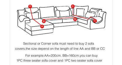Elastic sofa cover in navy blue with high-density fabric for stain protection