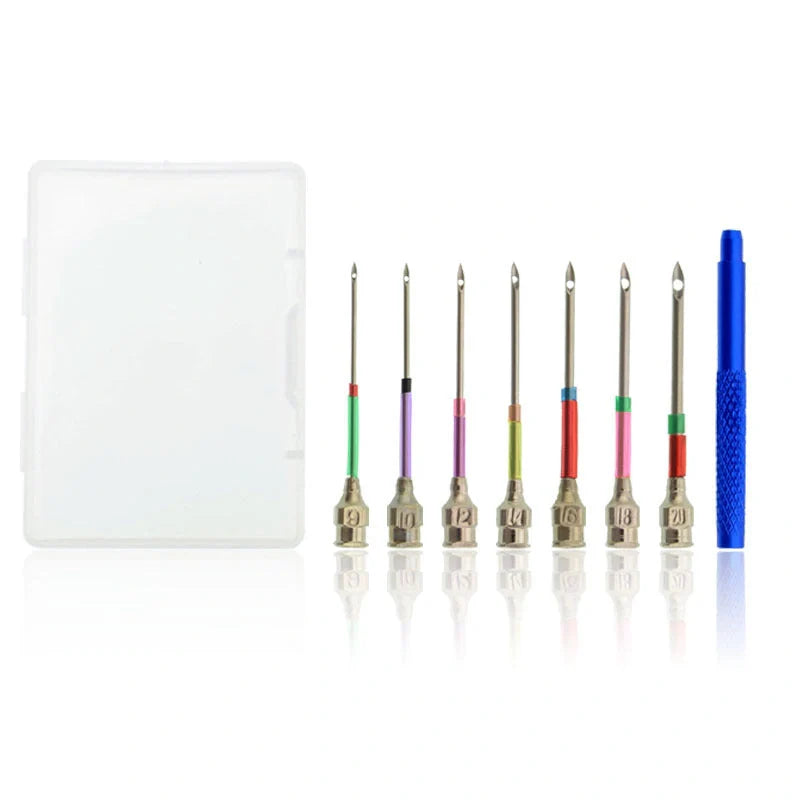 Poke needle embroidery set with electroplated alloy needle in various colours