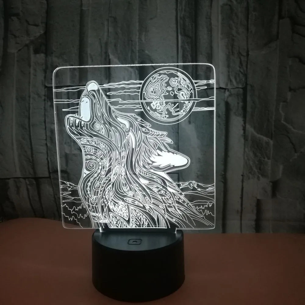 Colour-changing LED desk lamp with touch controls and remote showing multiple colour options