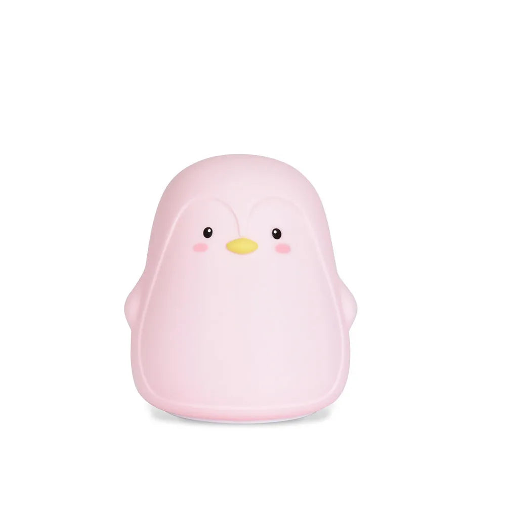 Penguin-shaped USB rechargeable night light with soft white glow