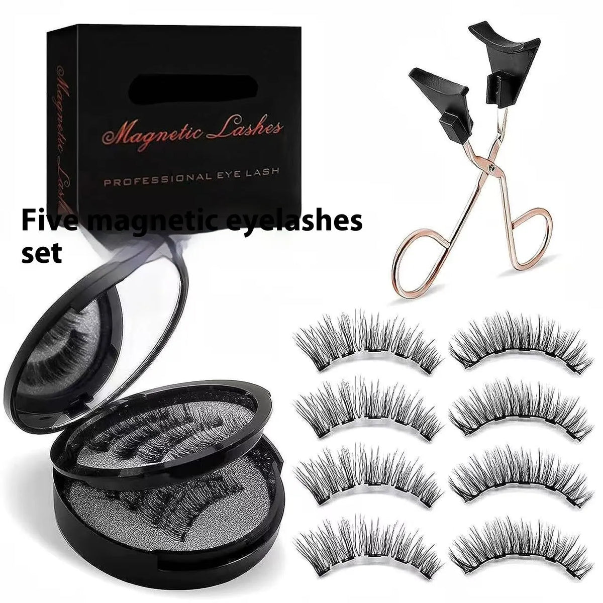 Magnetic suction false eyelashes with integrated soap holder, glue-free artificial fibre, 50g set, 75x75x25mm