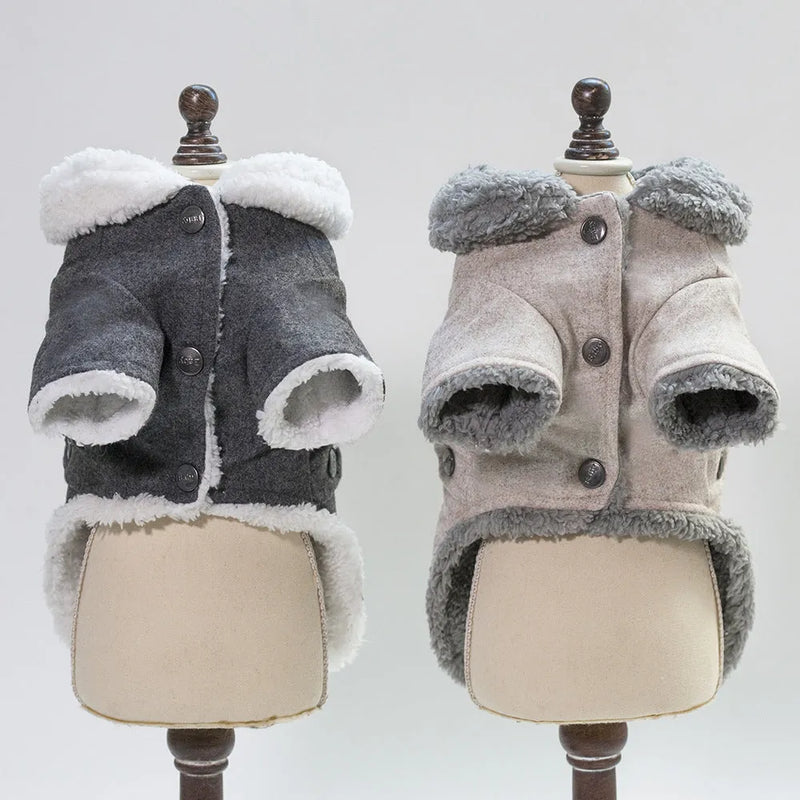 Dog Clothes Winter Pet Dog French Bulldog Jacket Thick Warm Dog Coat Velvet Pet Coat for Small Dogs Puppy Cat in Dark Grey or Light Brown Sizes S M L XL XXL