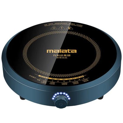 Induction cooker with circular glass hob and knob control