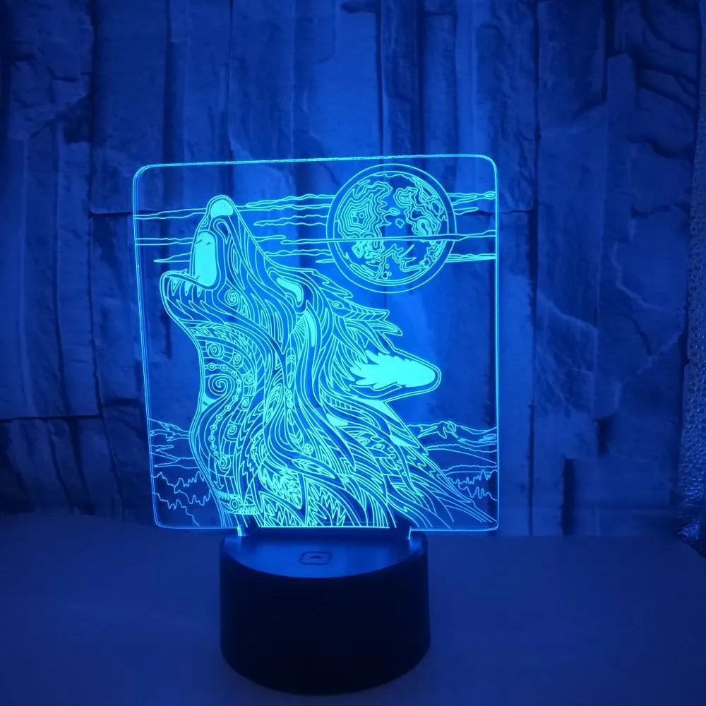 Colour-changing LED desk lamp with touch controls and remote showing multiple colour options