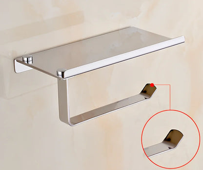 304 stainless steel towel rack with toilet paper holder and tissue box in mirror finish, 30cm wide for bathroom organisation
