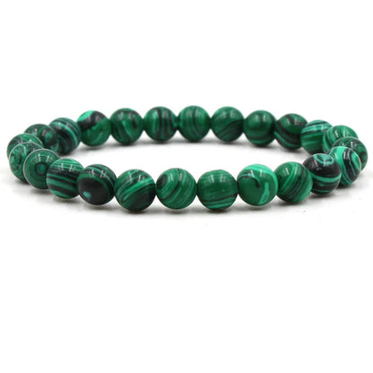 Stylish black matte green malachite elastic bracelets for women and men