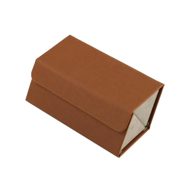 Foldable PU leather sunglasses and eyeglasses travel organiser case in black and brown