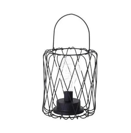 Minimalist wrought iron table lamp shaped like wine bottle with warm white LED light