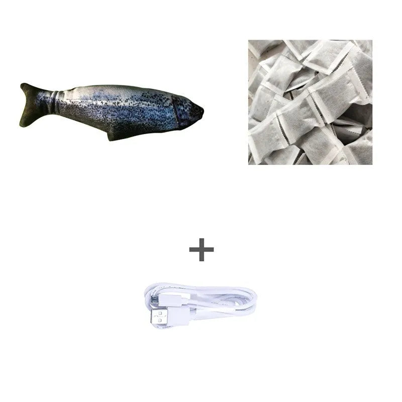 30cm multicolour electronic jumping fish cat toy with USB charging cable