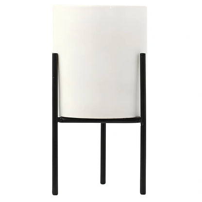 Black iron frame with white ceramic succulent flowerpot in 12.5cm and 16.5cm diameter sizes