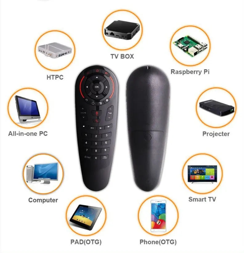 G30 AIR MOUSE wireless keyboard remote control with nano receiver on a dark surface.
