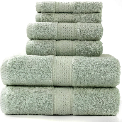 Pure cotton towel set showing bath towel, towel, and square towel in bamboo green colour