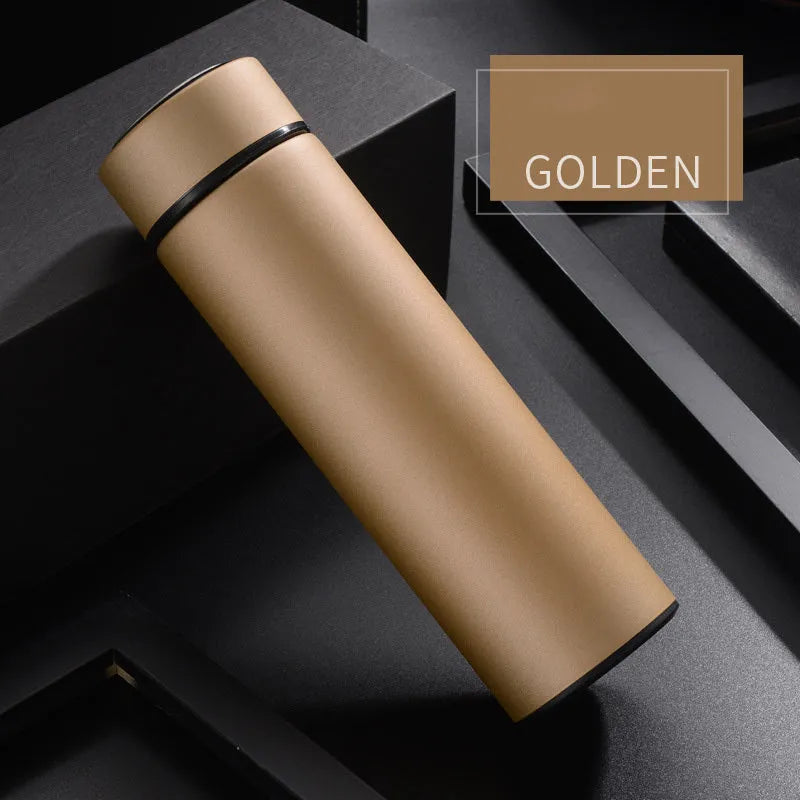 450ml stainless steel vacuum water bottle in black with arrow-shaped lid, showing double wall insulation.