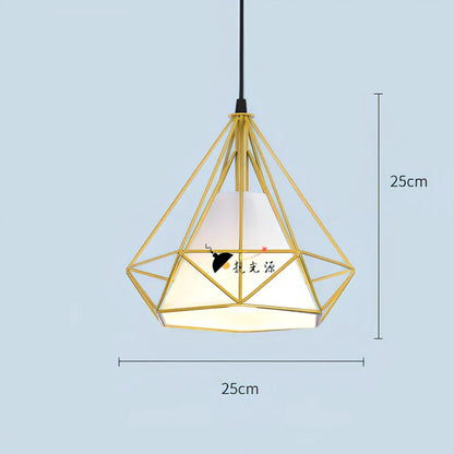 Wrought iron diamond chandelier in black, adjustable to 1.2m height for 10-15㎡ rooms with 80,000-hour LED