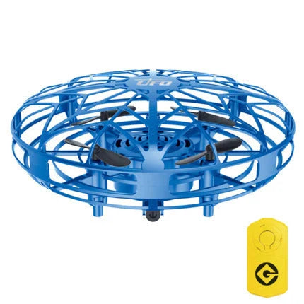 Futuristic mini drone helicopter with UFO-inspired design, automatic obstacle detection, and intuitive controls