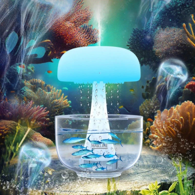 Cozy Raindrop Humidifier with Mesmerizing Lights, Ultrasonic Atomization, Seven-color Ambient Lighting, and Aroma Diffuser for Home Decor