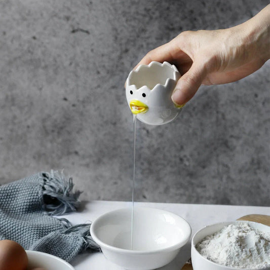 Chicken Ceramic Egg White Separator with hand-painted cartoon design