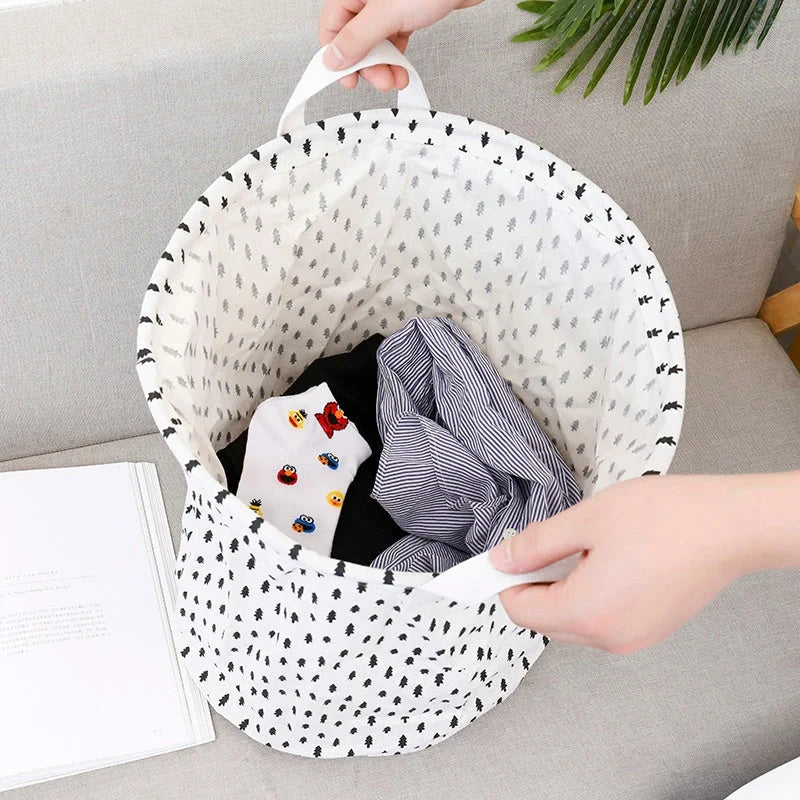 European style cotton linen laundry basket with various designs for home organisation