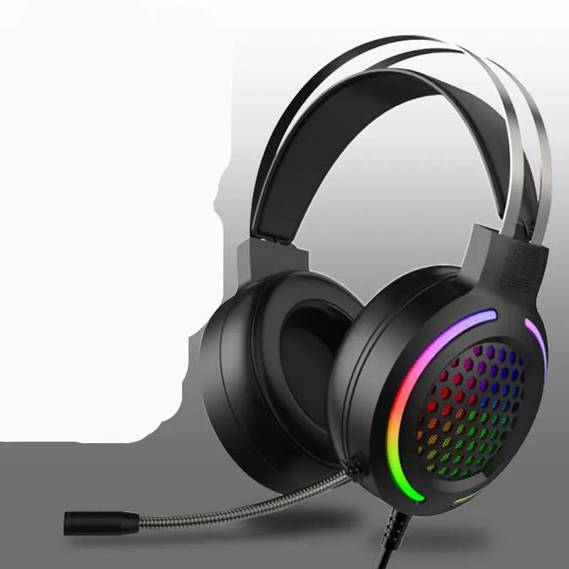 H500 Holloway RGB USB gaming headset in black with colourful lights and memory foam ear cushions