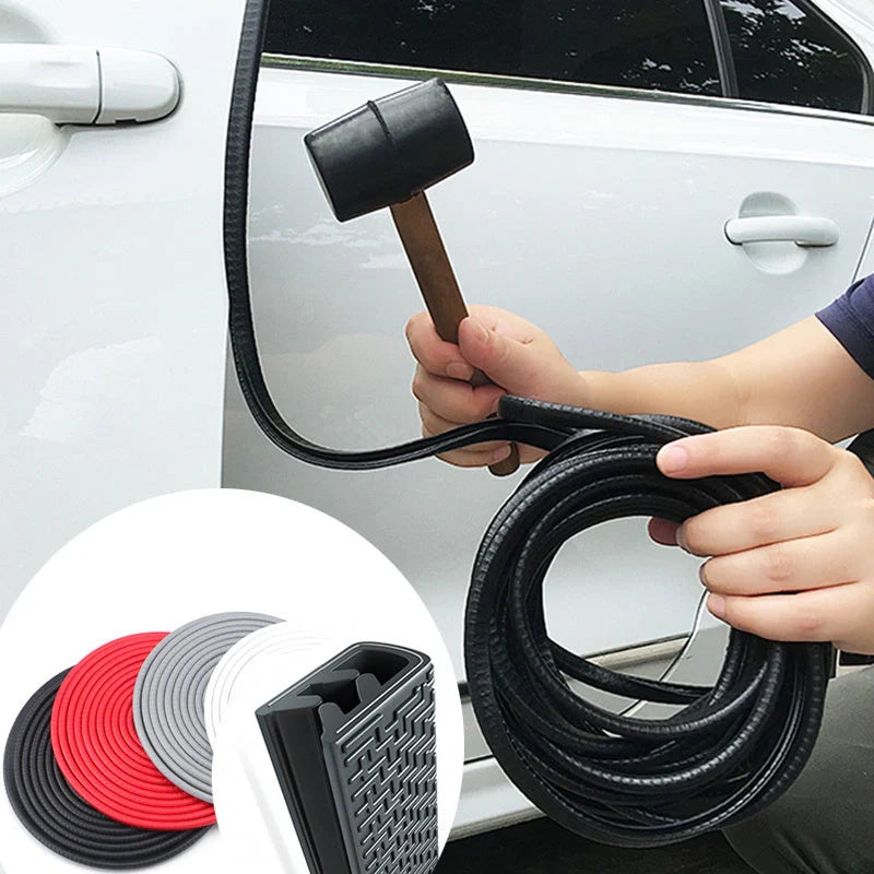 Universal car door anti-collision strip with steel disc for edge protection