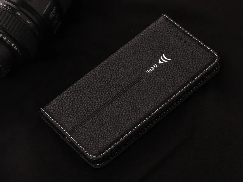 Business wallet phone case for iPhone with card slots in imported PU leather