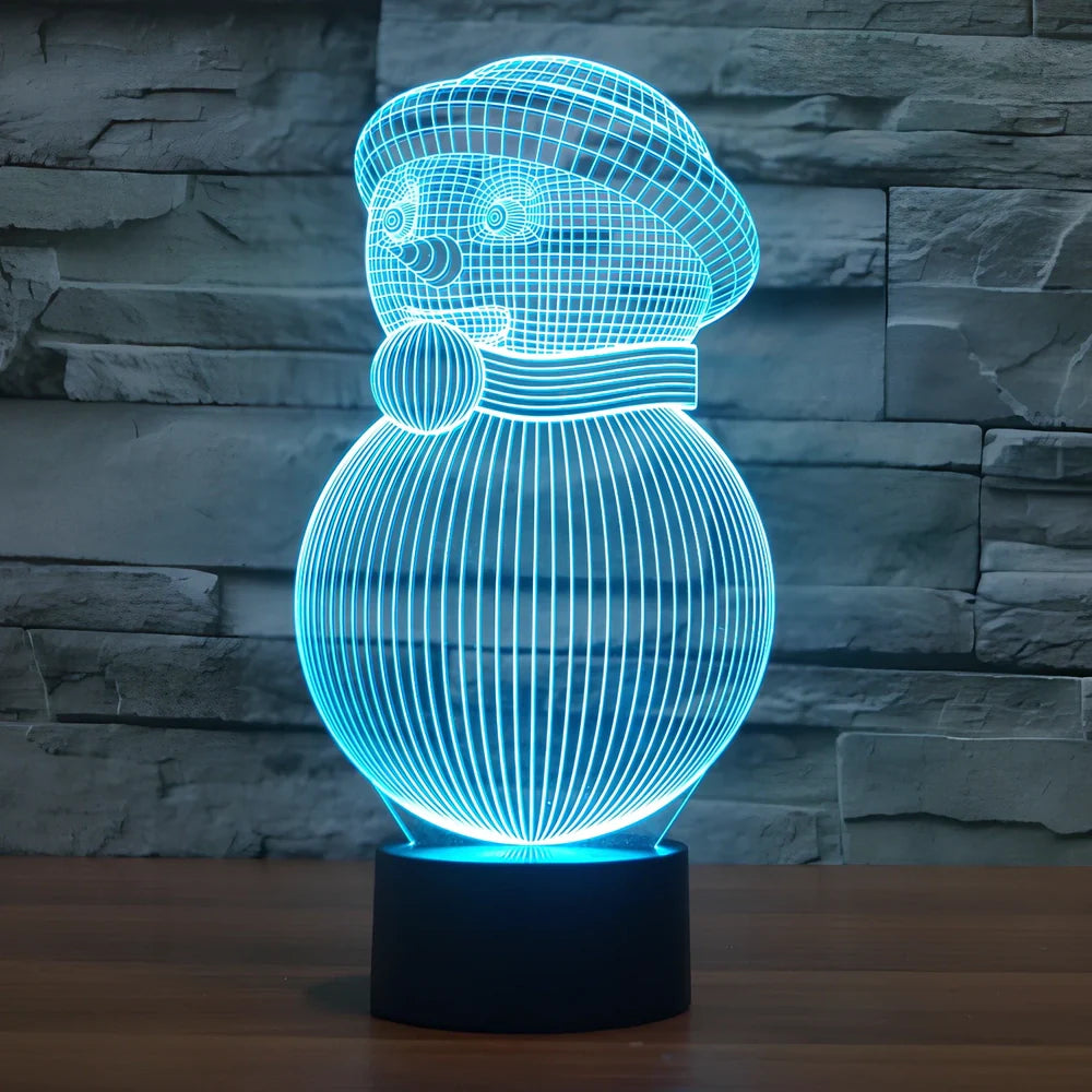 Colourful 3D snowman LED Christmas lights measuring 20.8cm with remote control
