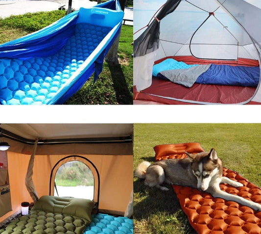 Premium inflatable camping mattress with honeycomb design for outdoor adventures