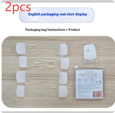 Neck firming adhesive tape patches in skin tone with four packs containing twenty patches total