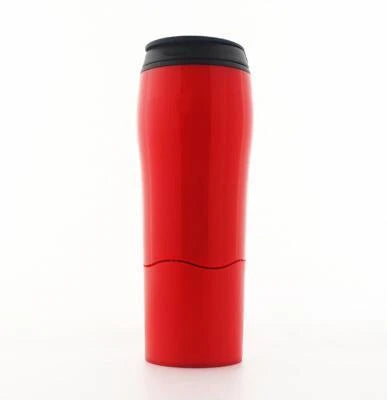 Spill-proof suction cup travel mug with sleek design and carrying strap for convenient on-the-go use