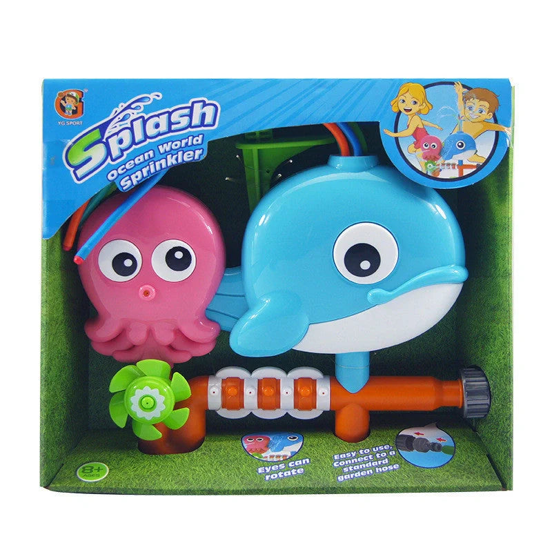 Cartoon Sprinkler Water Toy for baby summer play with rotating water spray