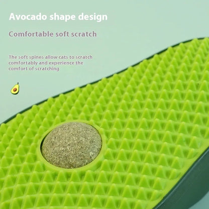 Green avocado-shaped cat scratching toy measuring 13.5cm tall on a neutral background