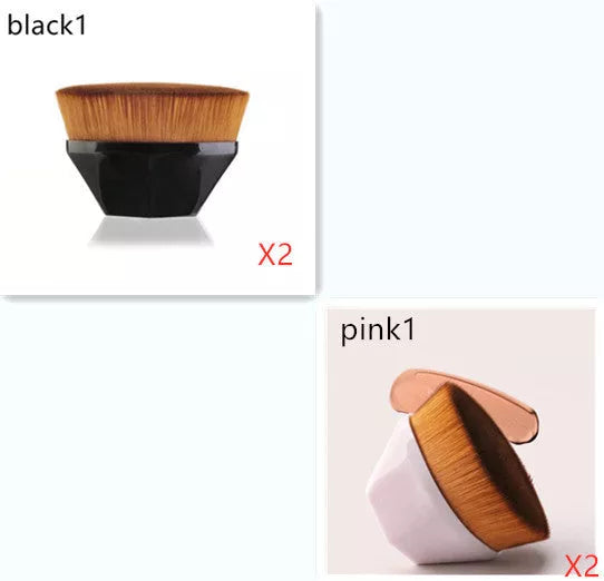 Soft synthetic foundation brush kit for flawless makeup application in black, white, and pink