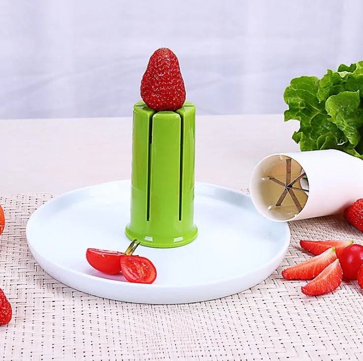 Creative Kitchen Gadget: Six-Blade Stainless Steel Cucumber and Carrot Divider for Uniform Strawberry Slicing and Vegetable Prep - 104x107mm Size
