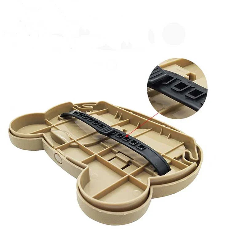 Adjustable car seat tray with spacious surface, side hooks, and compact design for in-vehicle use
