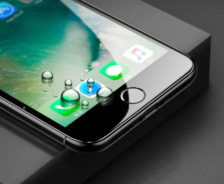 Black and white tempered glass screen protectors for iPhone with 3D carbon fibre soft edges