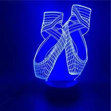 3D ballet dancing shoes LED night light with remote control on acrylic panel and ABS base.