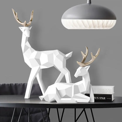 Resin deer statue in simple modern style for home decor table ornament