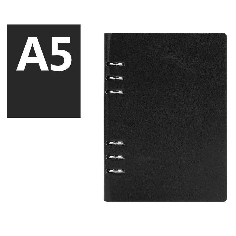 Loose-leaf business notebook with imitation leather cover in multiple colour options