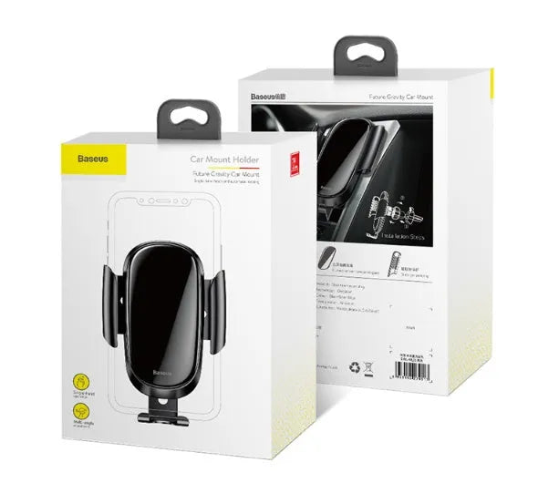 Universal smart car phone bracket with adjustable arm and 360-degree rotation in black, blue, and silvery colours.