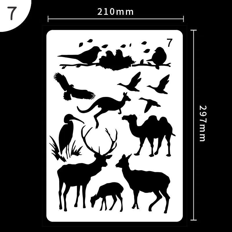 White plastic drawing stencil set with geometric cut-out patterns including hearts and stars
