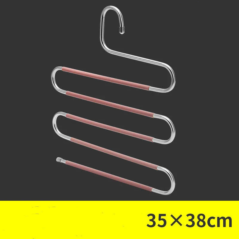 Adjustable 5-Tier Pants Rack in stainless steel with non-slip coating for space-saving closet organization