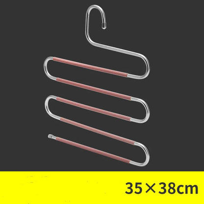 Adjustable 5-Tier Pants Rack in stainless steel with non-slip coating for space-saving closet organization