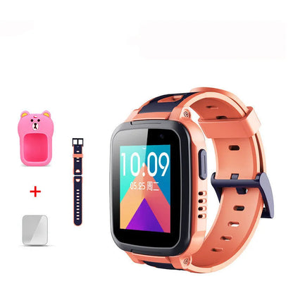 360 SE5 blue children's phone watch with stainless steel wristband shown on wrist