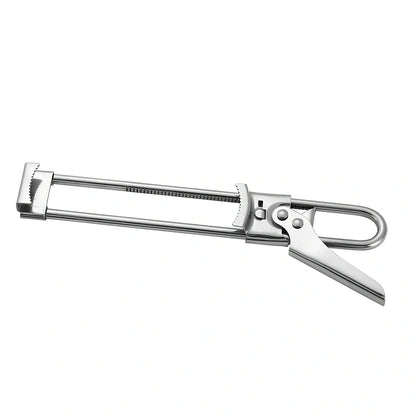 Adjustable stainless steel bottle and jar opener, 19cm long, 120g weight with non-slip handle for secure grip