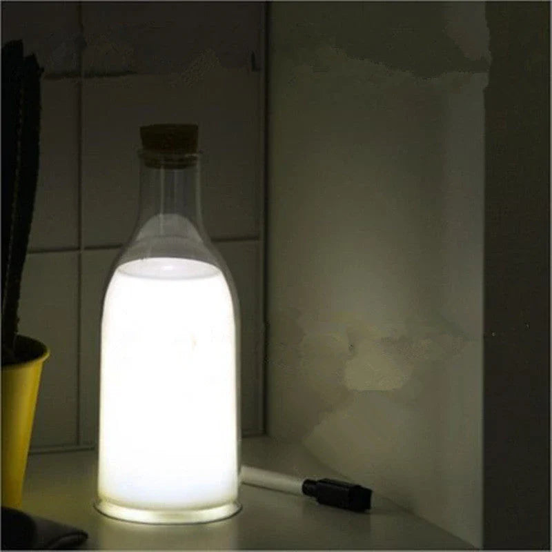 Cosy milk bottle-shaped USB charging LED night light lamp with customisable message, ideal as a baby gift or home decor