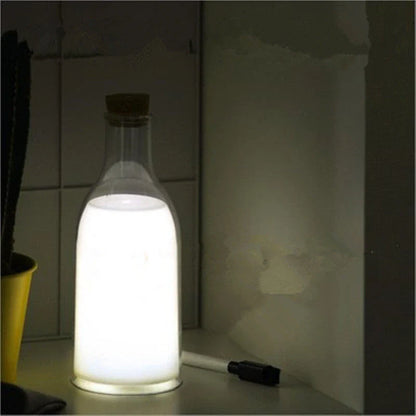 Cosy milk bottle-shaped USB charging LED night light lamp with customisable message, ideal as a baby gift or home decor