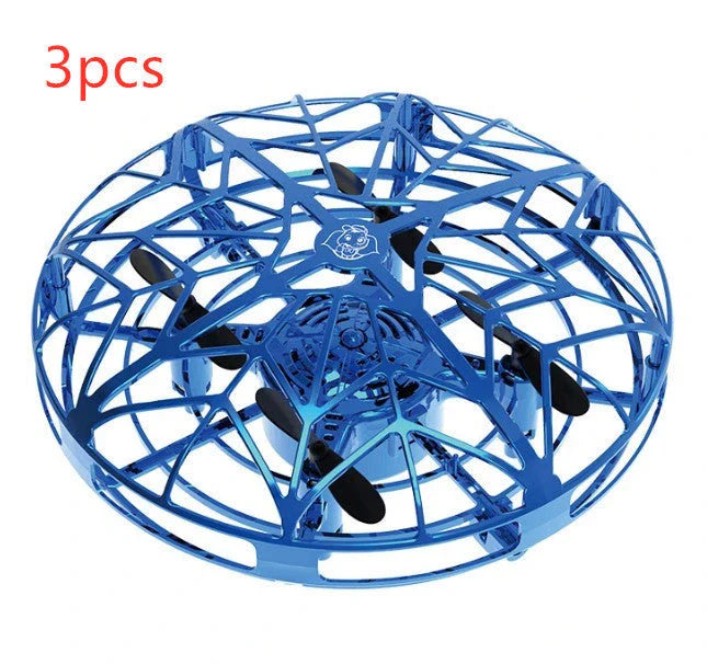 Futuristic mini drone helicopter with UFO-inspired design, automatic obstacle detection, and intuitive controls
