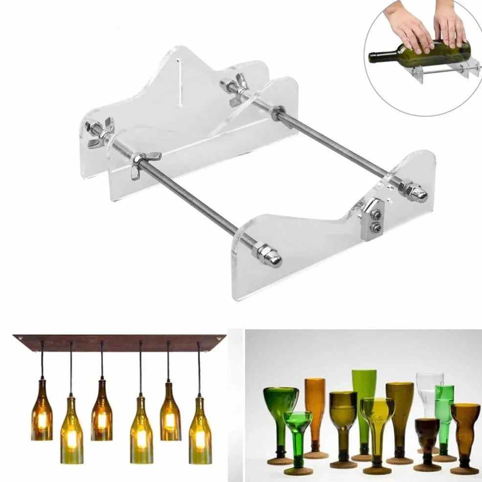 Black metal glass bottle cutter tool with adjustable stand for 0.5-2 inch diameter bottles